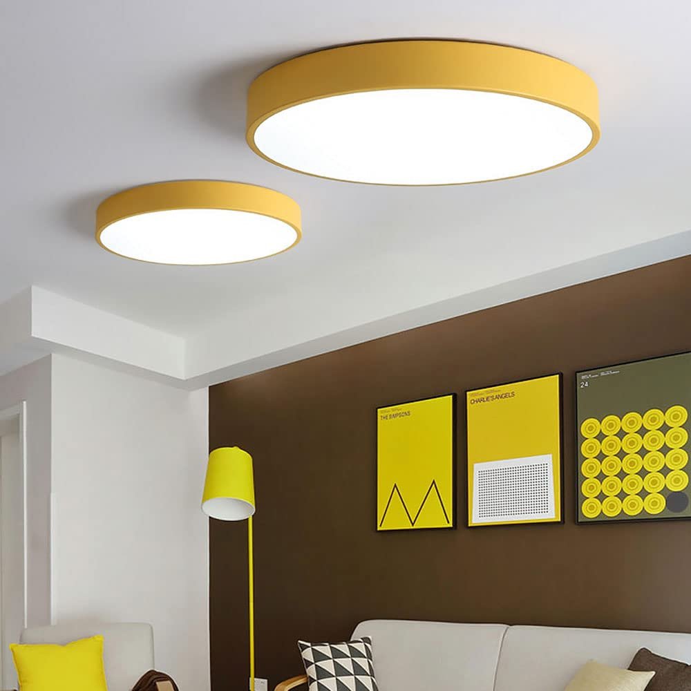 Modern Round LED Flush Ceiling Light Flat Disk View 22