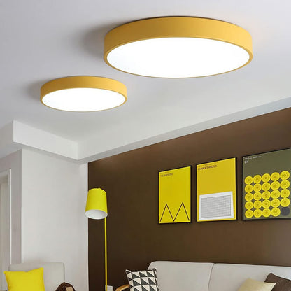 Modern Round LED Flush Ceiling Light Flat Disk View 22
