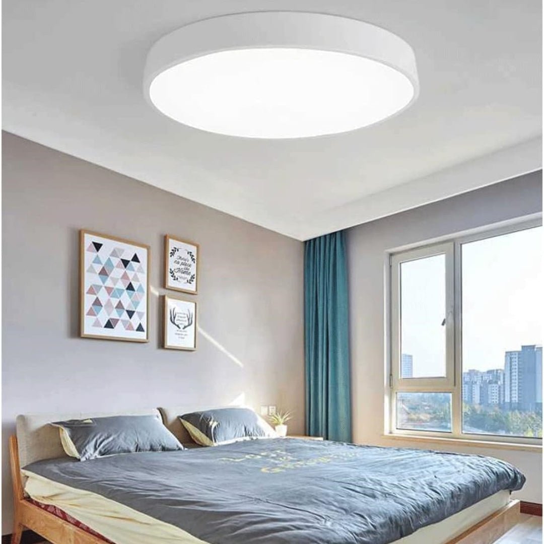 Modern Round LED Flush Ceiling Light Flat Disk View 24