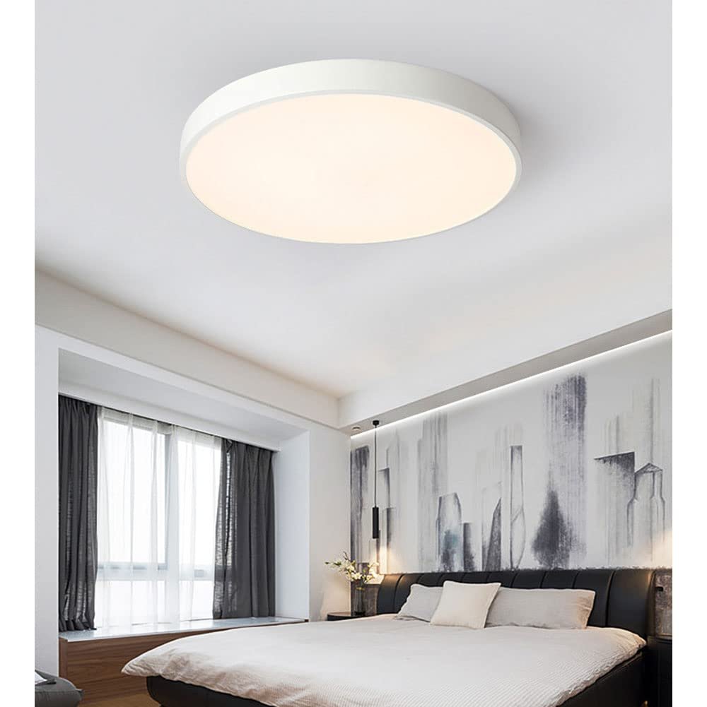 Modern Round LED Flush Ceiling Light Flat Disk View 25