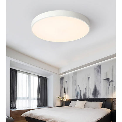 Modern Round LED Flush Ceiling Light Flat Disk View 25