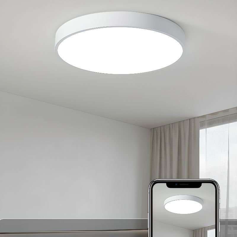 Modern Round LED Flush Ceiling Light Flat Disk View 27