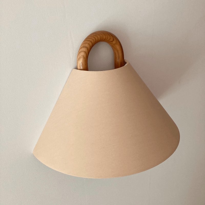 Modern Solid Wood Wall Sconce Pleated Semi-Circle Shade View 23