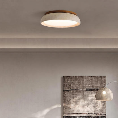 Natural Travertine LED Flush Mount Ceiling Light Disc Back
