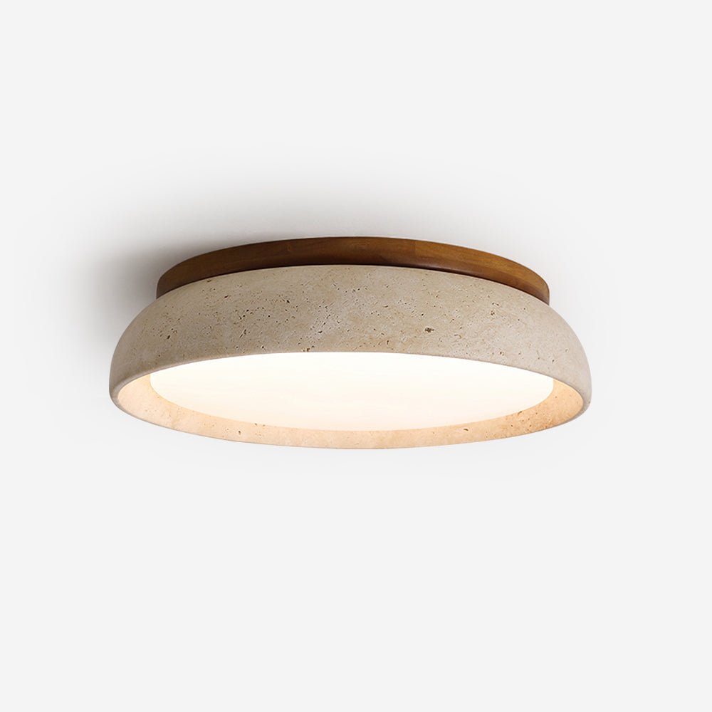 Natural Travertine LED Flush Mount Ceiling Light Disc Detail