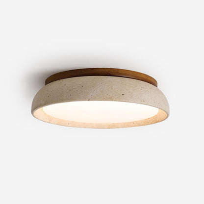 Natural Travertine LED Flush Mount Ceiling Light Disc Detail