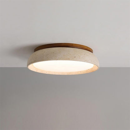 Natural Travertine LED Flush Mount Ceiling Light Disc Front