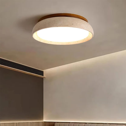 Natural Travertine LED Flush Mount Ceiling Light Disc Lifestyle