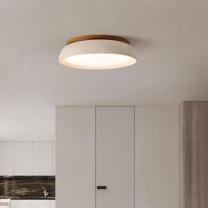 Natural Travertine LED Flush Mount Ceiling Light Disc Side