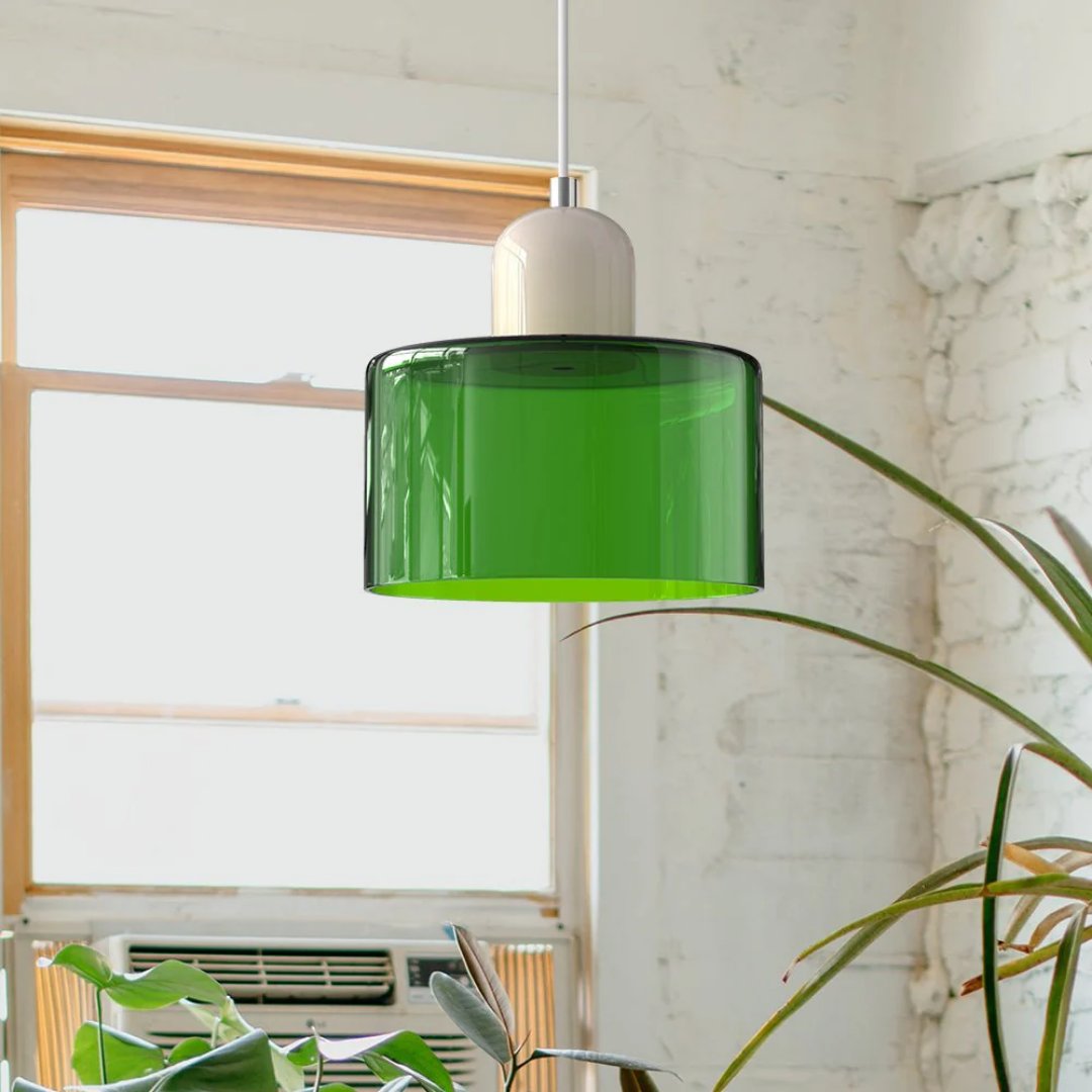 Retro Fabric Pendant Light Colour Block Drum Shade Angle