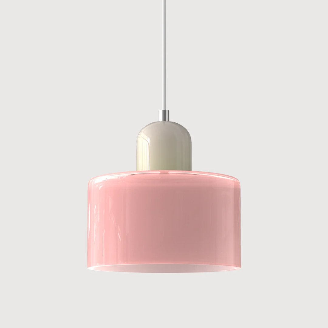 Retro Fabric Pendant Light Colour Block Drum Shade View 18