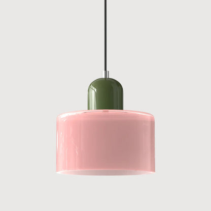 Retro Fabric Pendant Light Colour Block Drum Shade View 45