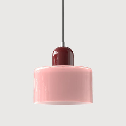 Retro Glass Pendant Light Cylinder Dome Shade Full