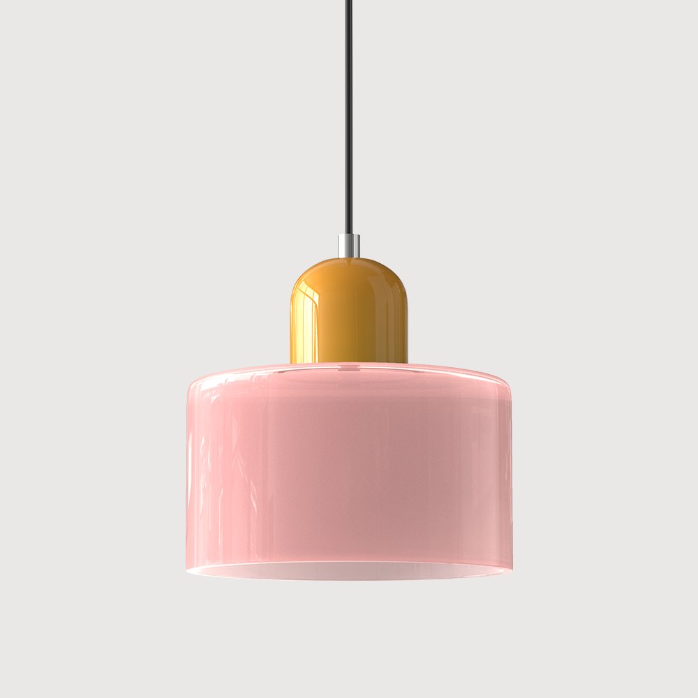 Retro Glass Pendant Light Cylinder Dome Shade View 11