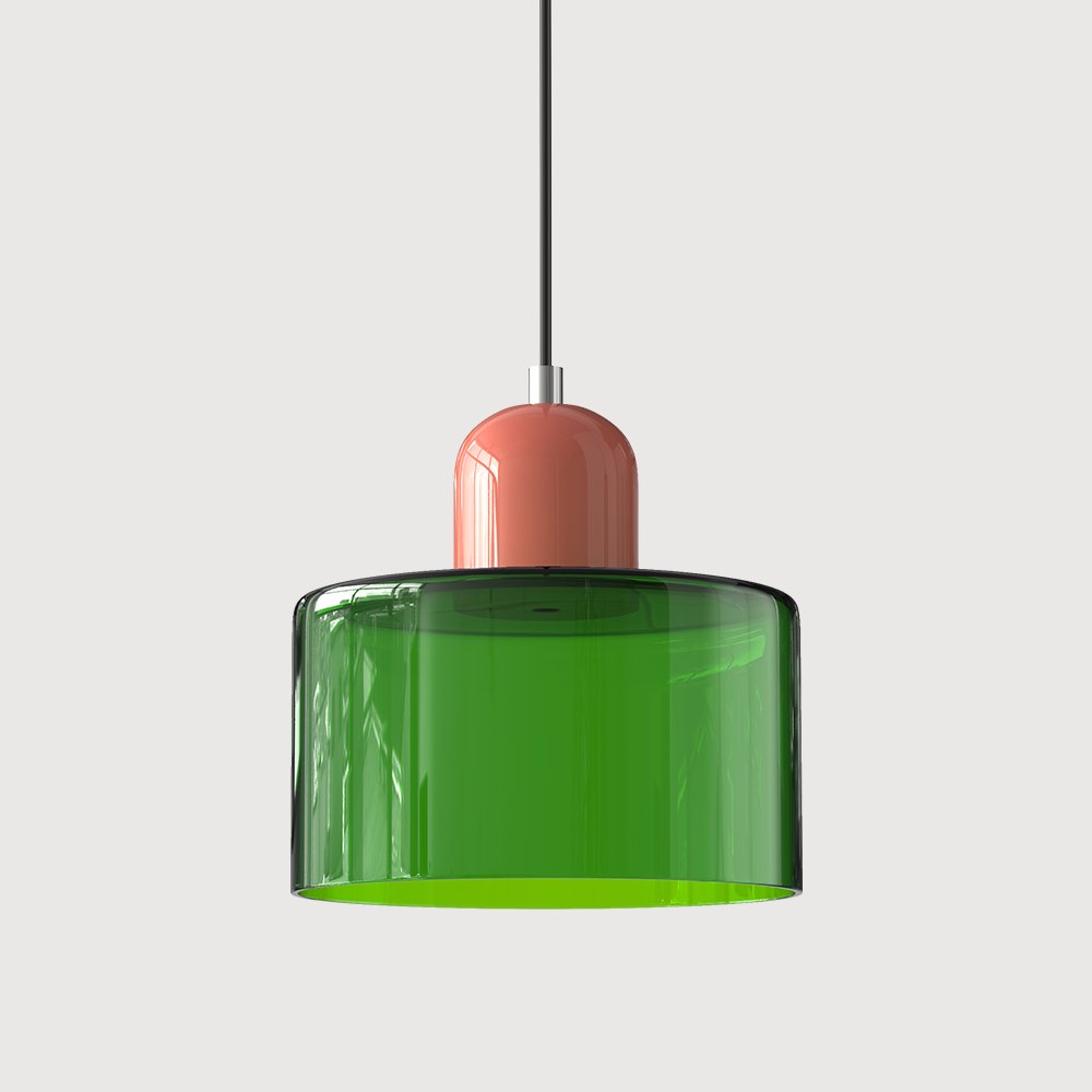 Retro Glass Pendant Light Cylinder Dome Shade View 13
