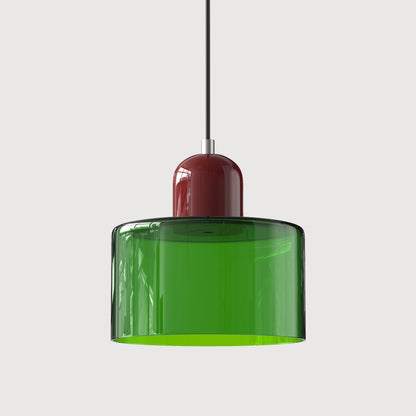 Retro Glass Pendant Light Cylinder Dome Shade View 15
