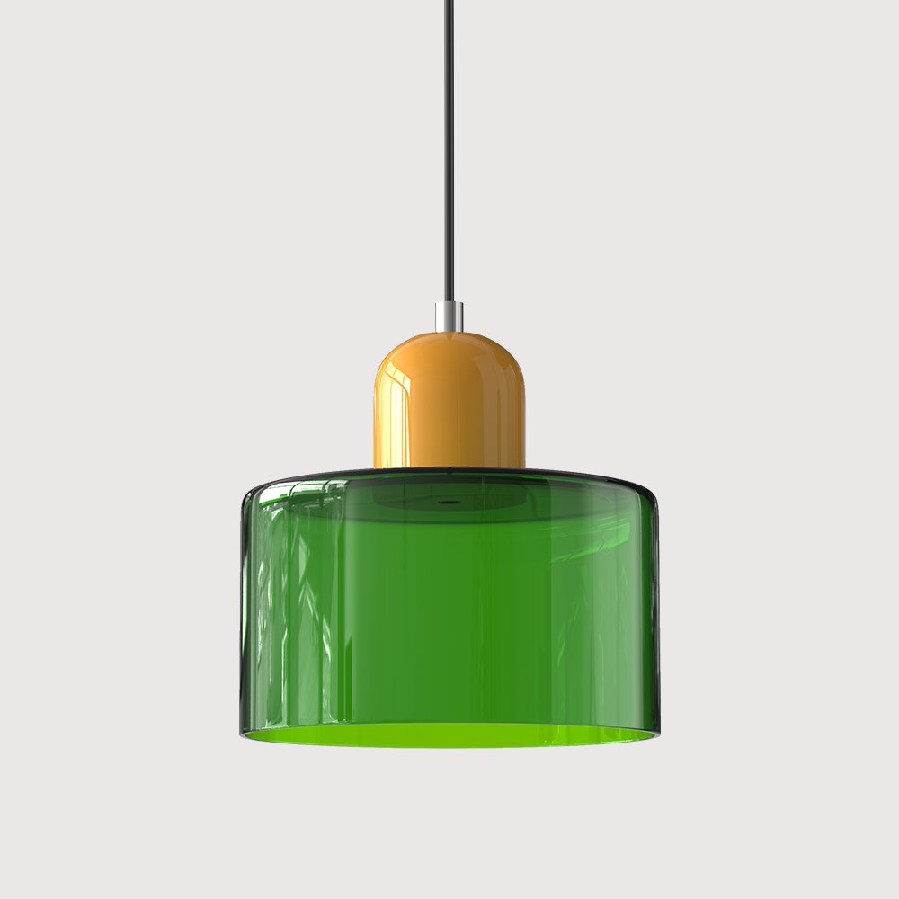 Retro Glass Pendant Light Cylinder Dome Shade View 17
