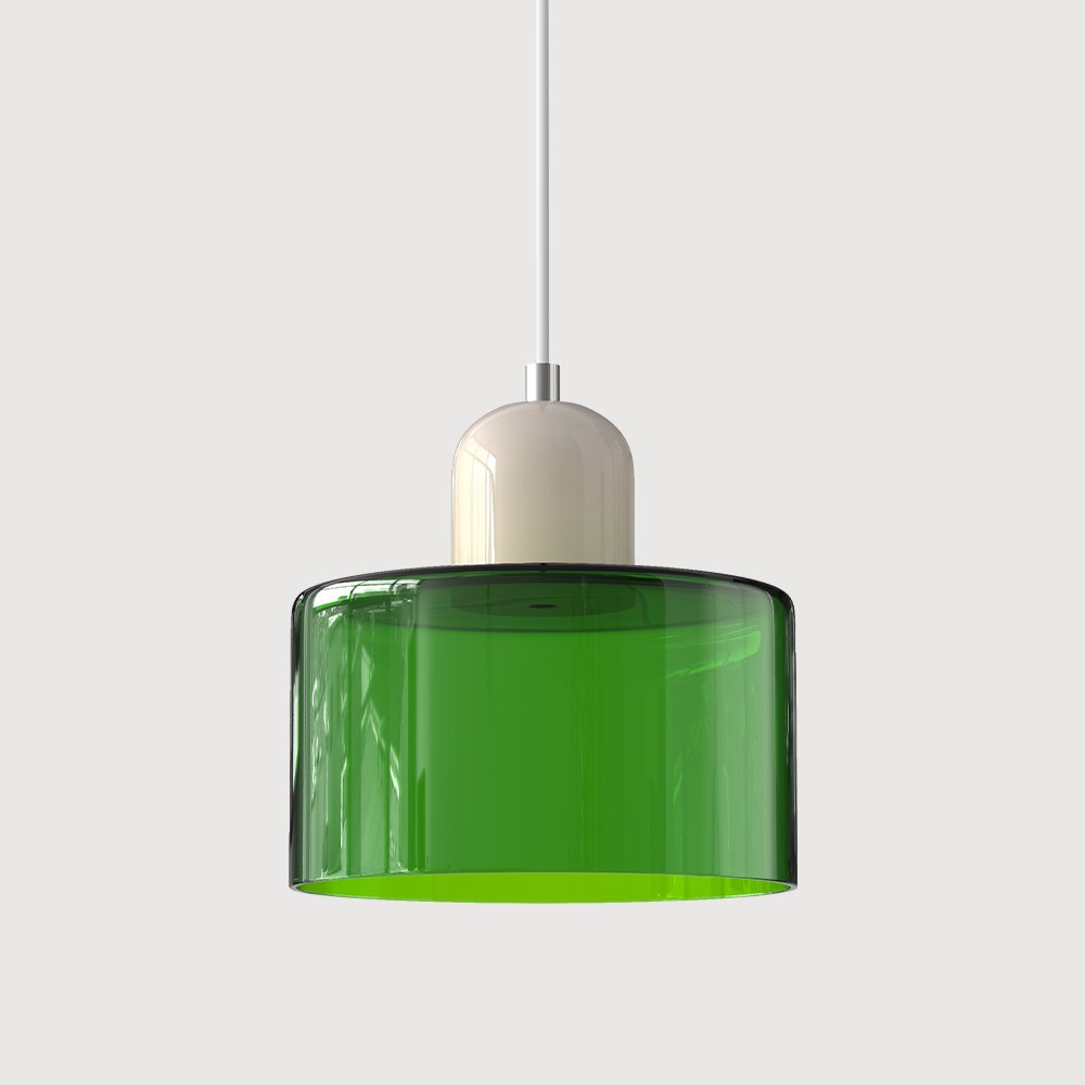 Retro Glass Pendant Light Cylinder Dome Shade View 18