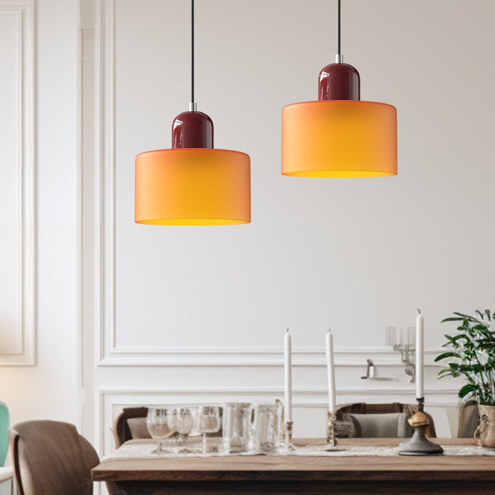 Retro Glass Pendant Light Cylinder Dome Shade View 44