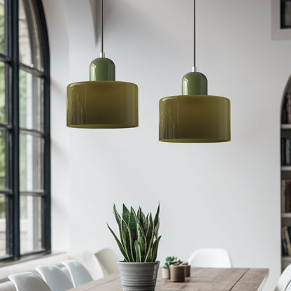 Retro Glass Pendant Light Cylinder Dome Shade View 45