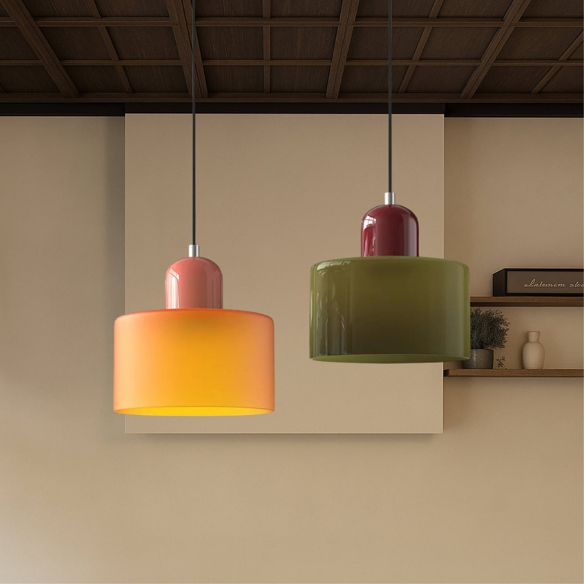 Retro Glass Pendant Light Cylinder Dome Shade View 47