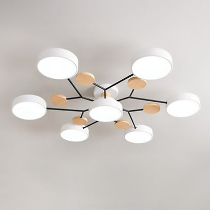 Scandinavian LED Semi-Flush Ceiling Light Branch Molecule View 18