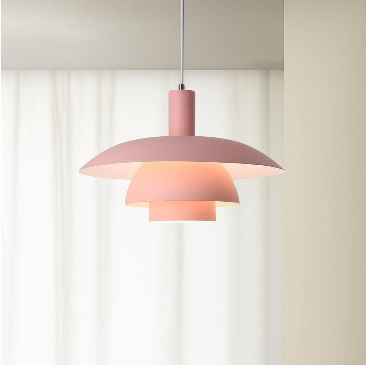 Scandinavian Metal Pendant Light Scandi Cone Tiered Shade Angle
