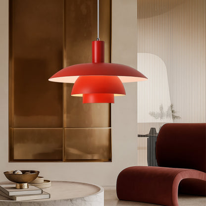 Scandinavian Metal Pendant Light Scandi Cone Tiered Shade Close Up