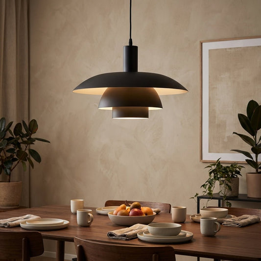 Scandinavian Metal Pendant Light Scandi Cone Tiered Shade Hero