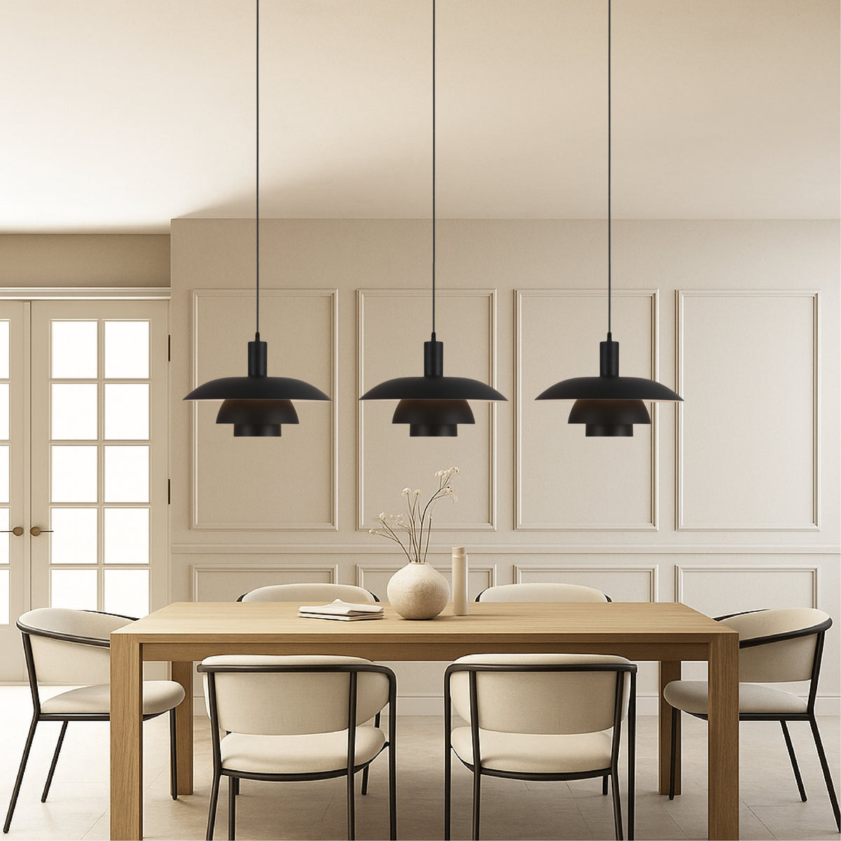 Scandinavian Metal Pendant Light Scandi Cone Tiered Shade View 12