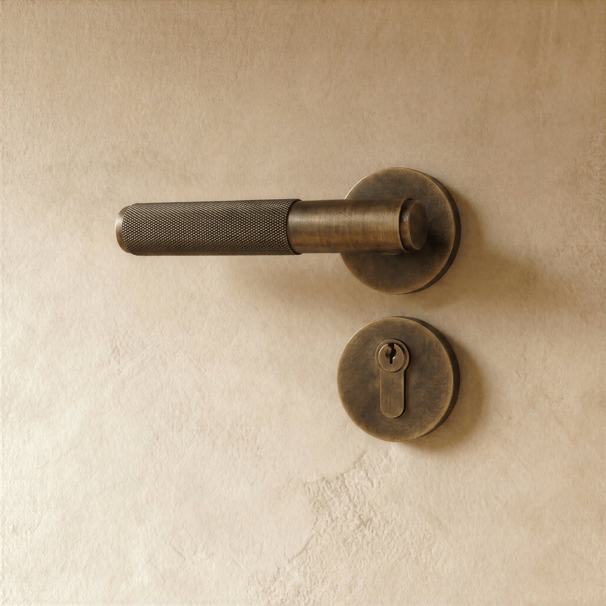 Solid Brass Door Handle Knurled Lever View 12