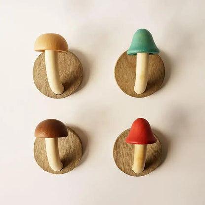 Timber Mushroom Wall Hook Set Sculptural Front