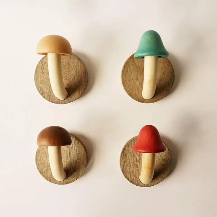 Timber Mushroom Wall Hook Set Sculptural Front